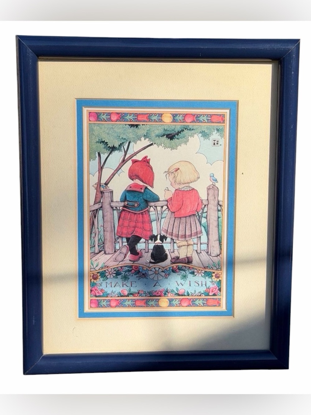 Mary Engelbreit Vintage Framed Make A Wish Friendship Wall Art Print 90s